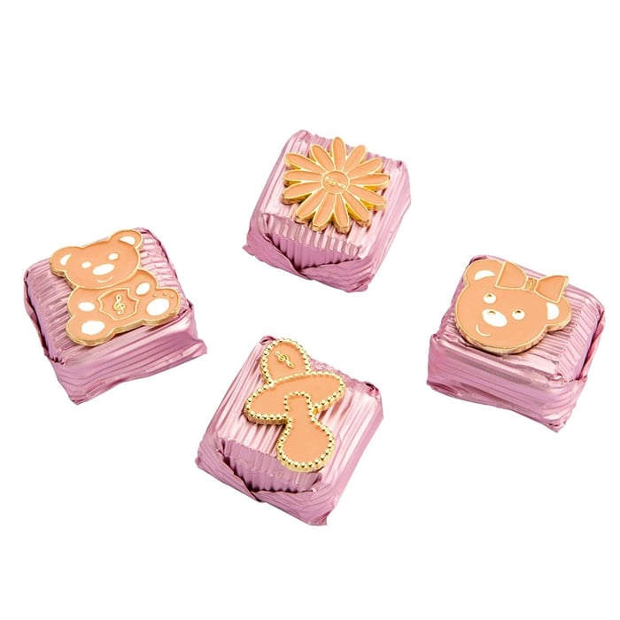 Dekorlu Broş Pembe 350g - Kız Bebek Çikolatası