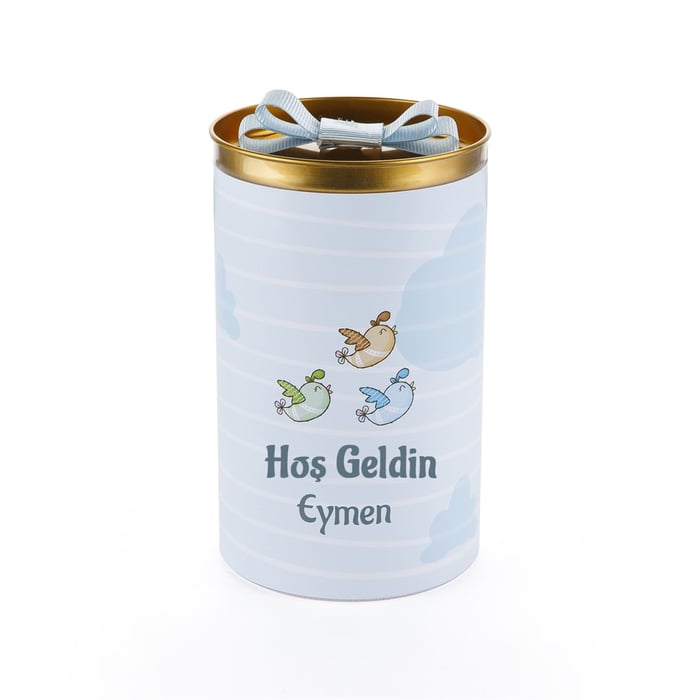 İsimli Erkek Bebek Çikolatası Silindir Kutu
