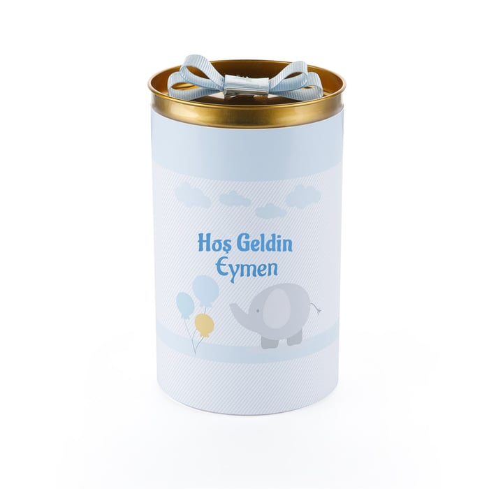 İsimli Erkek Bebek Çikolatası Silindir Kutu