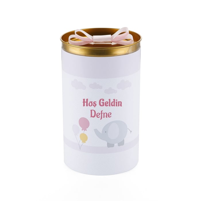 İsimli Kız Bebek Çikolatası Silindir Kutu