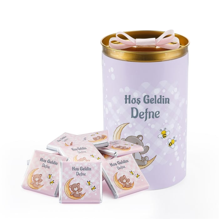 İsimli Kız Bebek Çikolatası Silindir Kutu