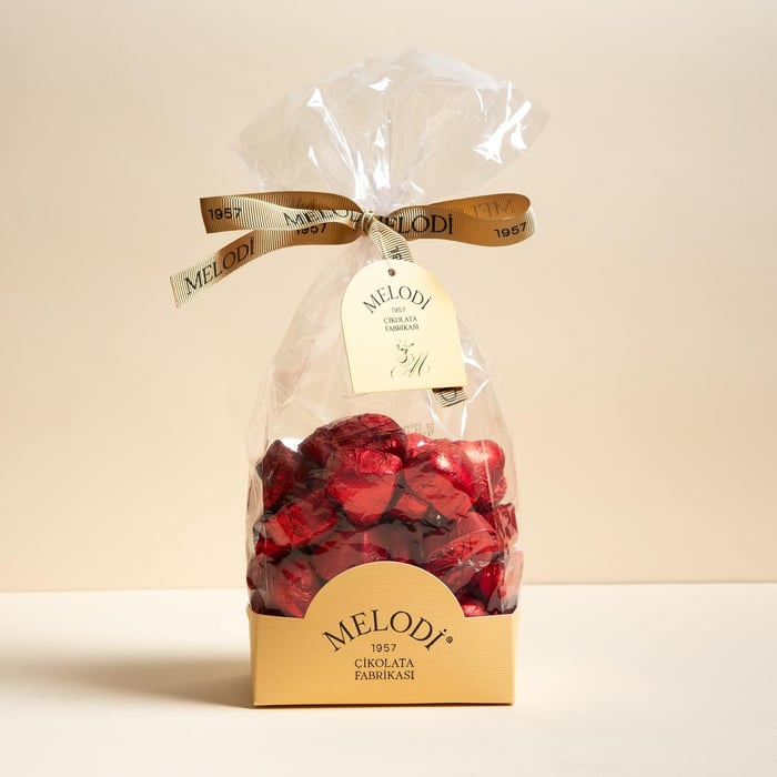 Yaldızlı Mini Kalp Çikolata 500g