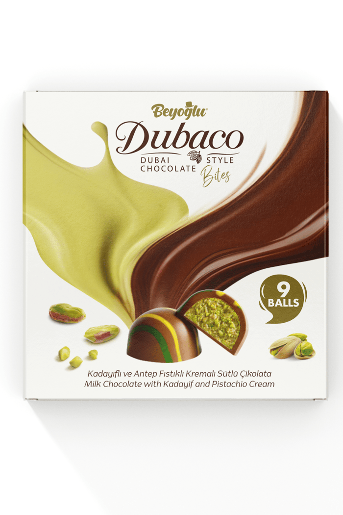 Beyoğlu Dubaco Çıtır Kadayıflı Ve Antep Fstık Kremalı Dubai Topları 9'lu(99Gr.)