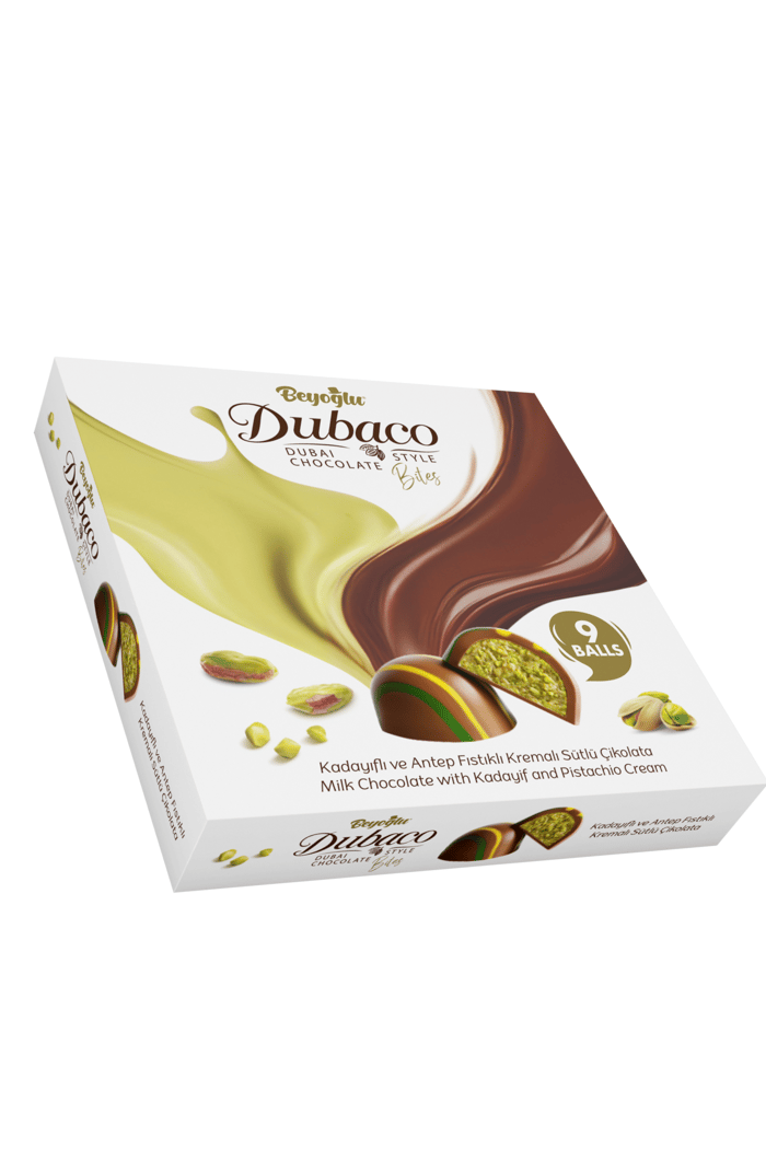 Beyoğlu Dubaco Çıtır Kadayıflı Ve Antep Fstık Kremalı Dubai Topları 9'lu(99Gr.)