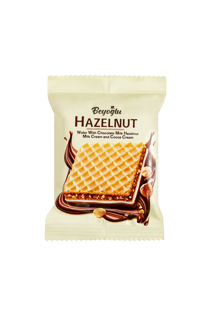 Beyoğlu Hazelnut Chocolate Covered Hazelnut Square Wafer 30 Gr*24 Pieces