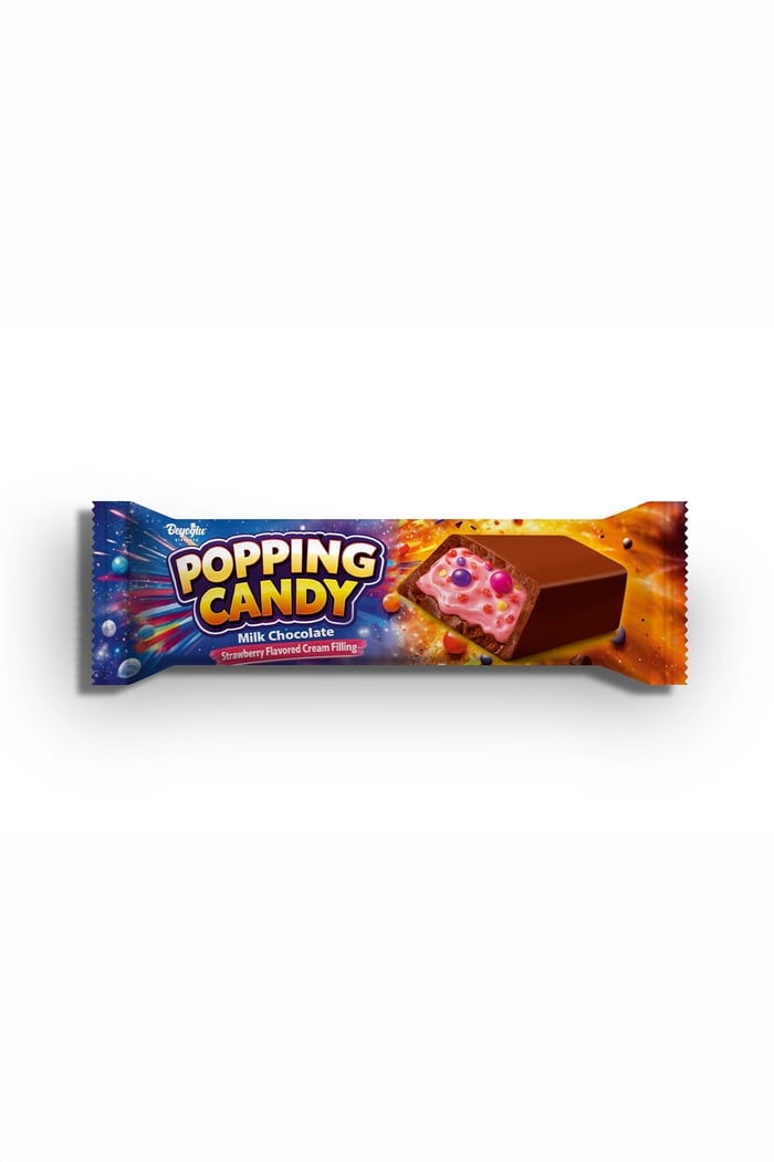 Popping Candy Patlayan Şekerli Frambuazlı Draje Çikolata BeyoğluBeyoğlu Popping Candy Çikolata 35g x 10 Adet Patlayan Şekerli, Frambuaz Aromalı Draje