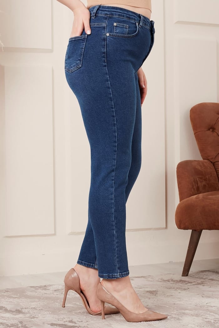 Rmg Büyük Beden Mom Jeans Lacivert Pantolon