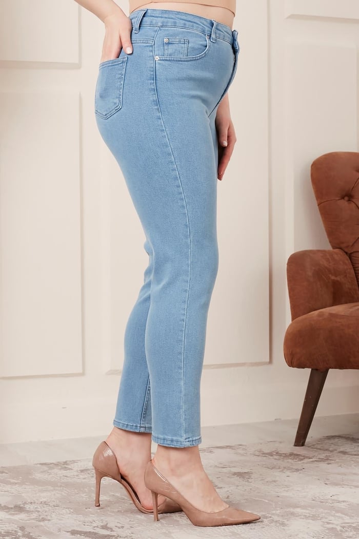 Rmg Büyük Beden Mom Jeans Buz Mavisi Pantolon