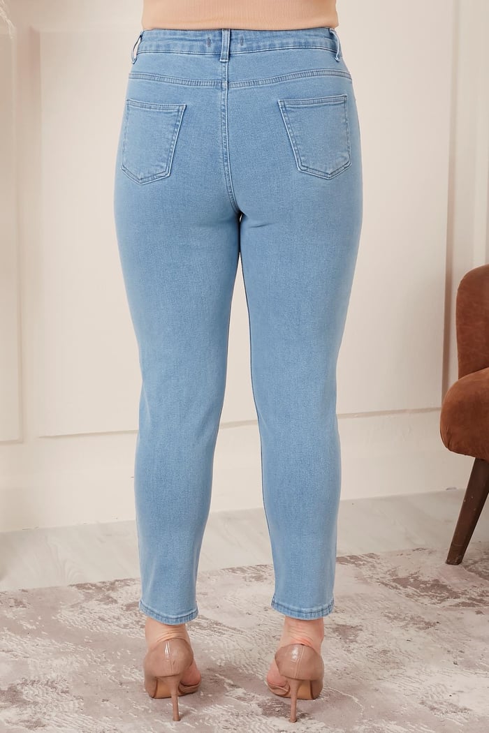 Rmg Büyük Beden Mom Jeans Buz Mavisi Pantolon