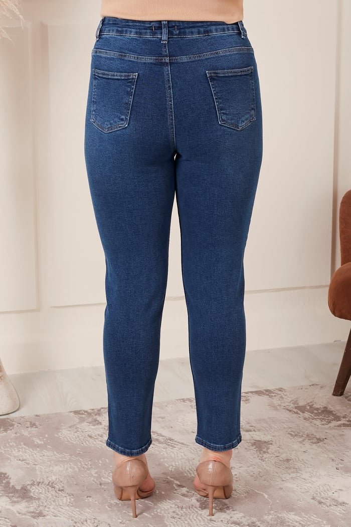 Rmg Büyük Beden Mom Jeans Lacivert Pantolon