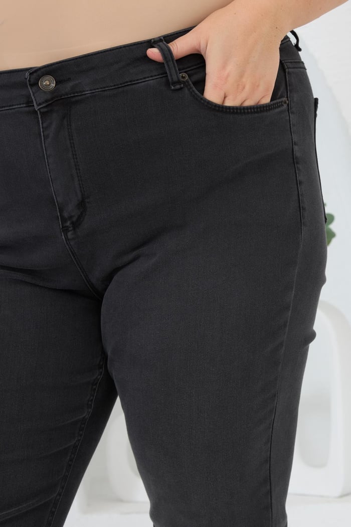 Büyük Beden Kot Pantolon Füme