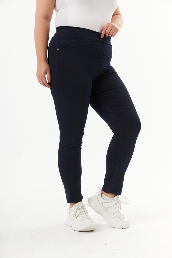 Büyük Beden Pamuk Slim Fit Pantolon Lacivert