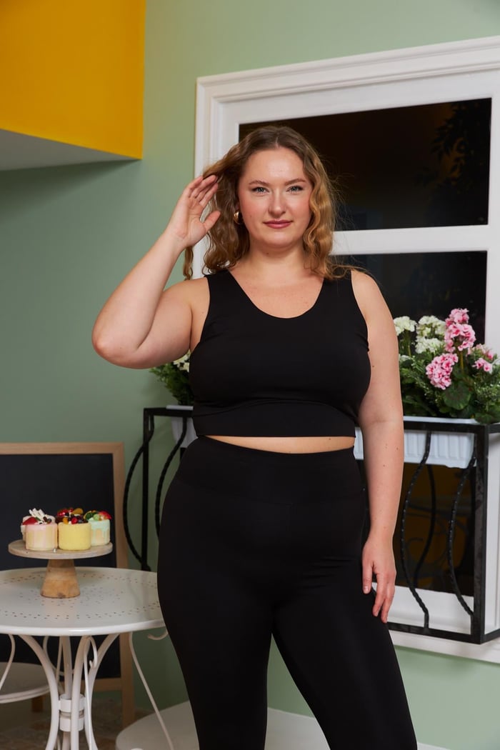 Büyük Beden Spor Crop Siyah