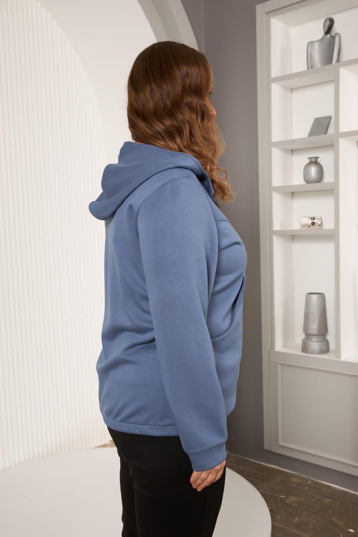 Cep Detaylı Büyük Beden Sweatshirt İndigo