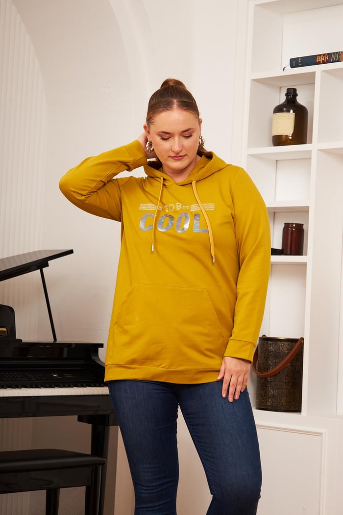 Büyük Beden Taş Baskılı Sweatshirt Koyu Oliv