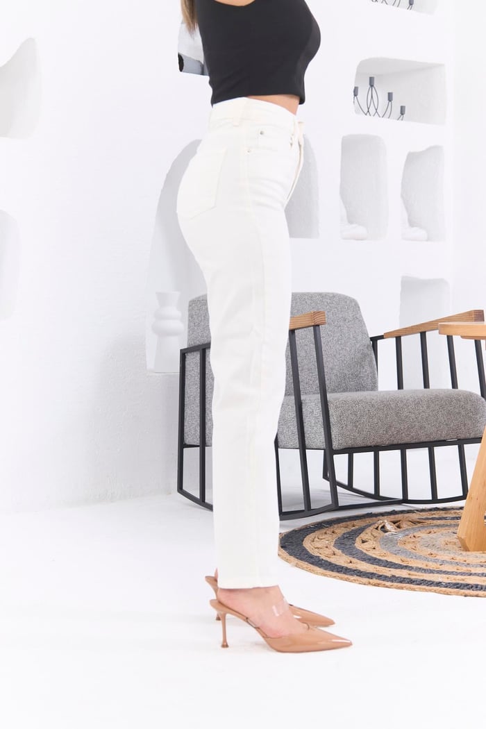 Rmg Mom Jeans Beyaz Pantolon