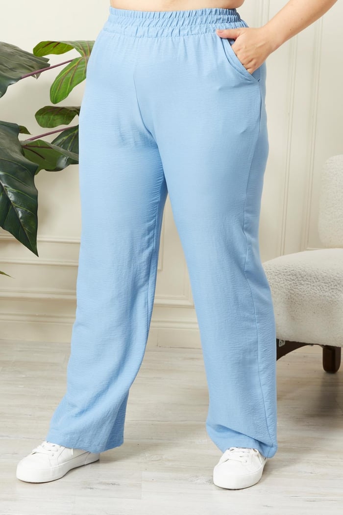 Rmg Beli Lastikli Geniş Paça Büyük Beden Bebe Mavi Pantolon