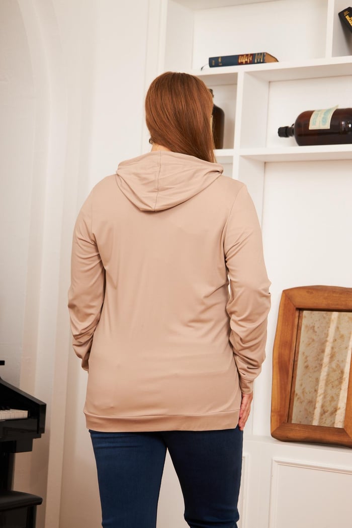 Büyük Beden Sweatshirt Hırka Vizon