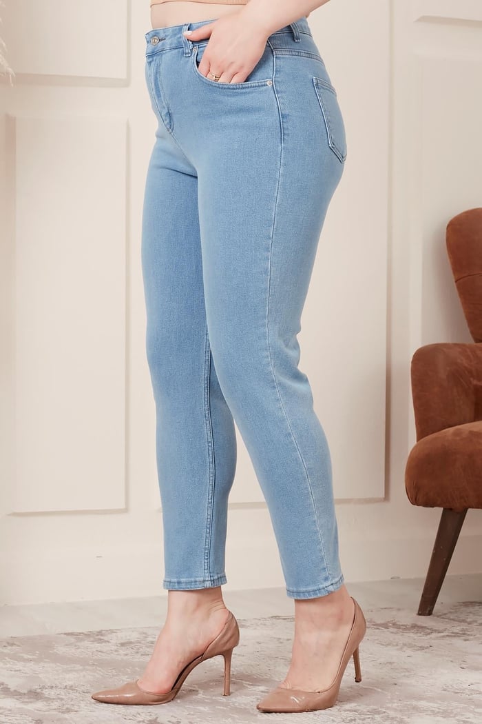 Rmg Büyük Beden Mom Jeans Buz Mavisi Pantolon