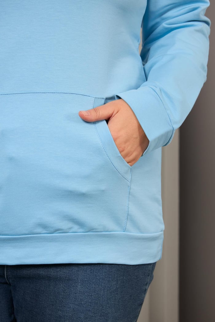 Kapşonlu Büyük Beden Sweatshirt Bebe Mavi