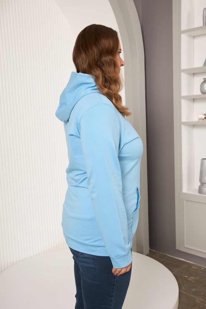 Kapşonlu Büyük Beden Sweatshirt Bebe Mavi