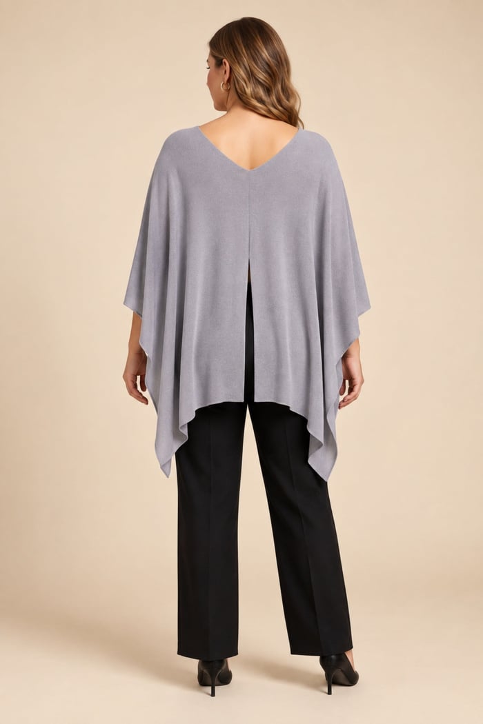 Merserize Triko Pelerin Gri (38-54 Beden Arası) - RMG
