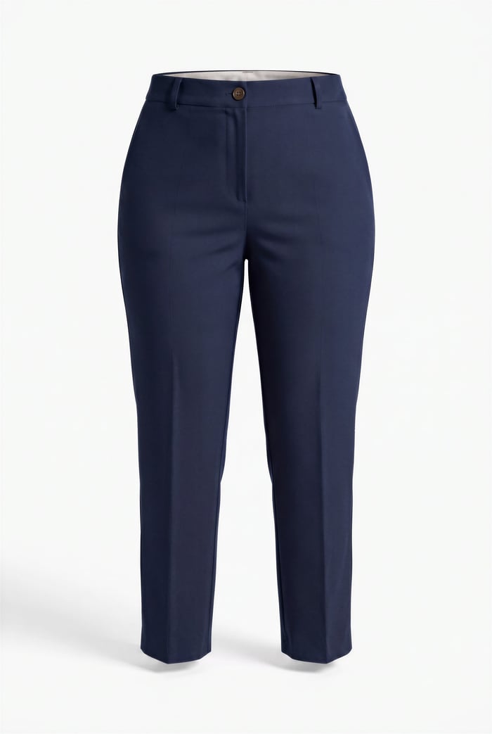 Paça Yırtmaçlı Büyük Beden Gabardin Pantolon Lacivert - RMG