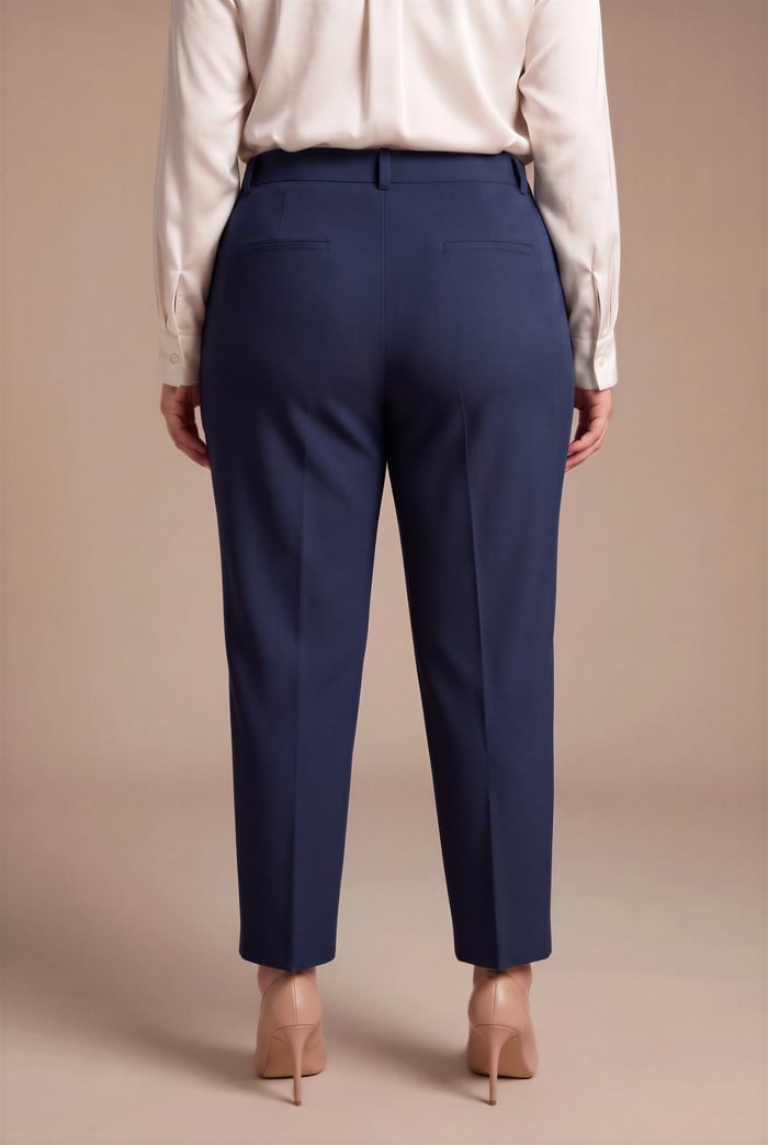 Paça Yırtmaçlı Büyük Beden Gabardin Pantolon Lacivert - RMG