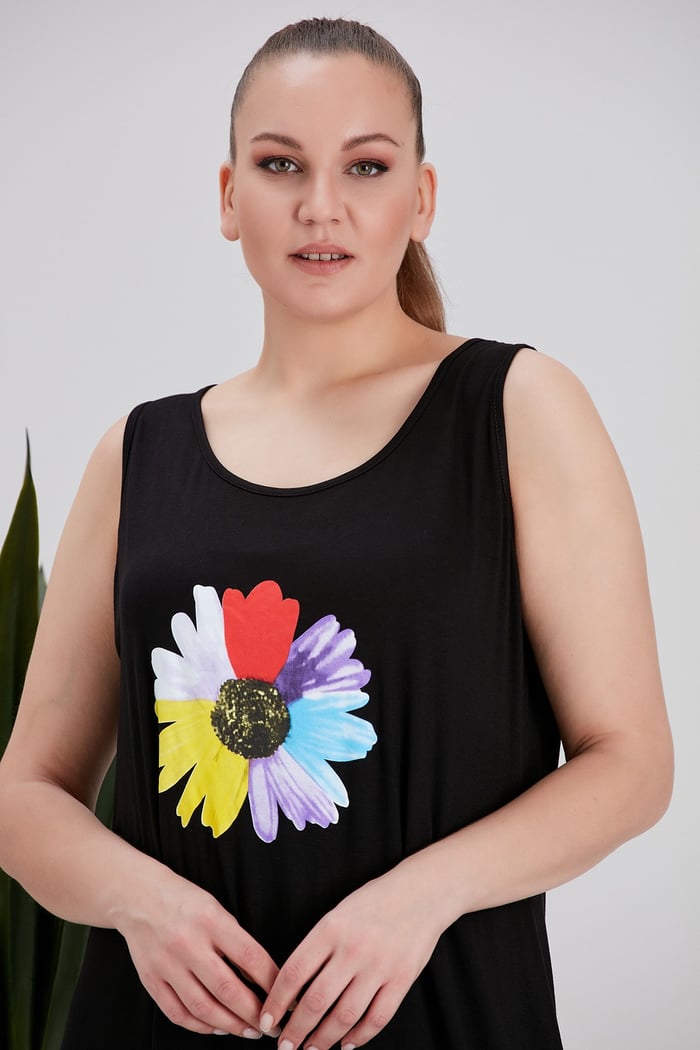 Rmg Basic Penye Büyük Beden Siyah Elbise