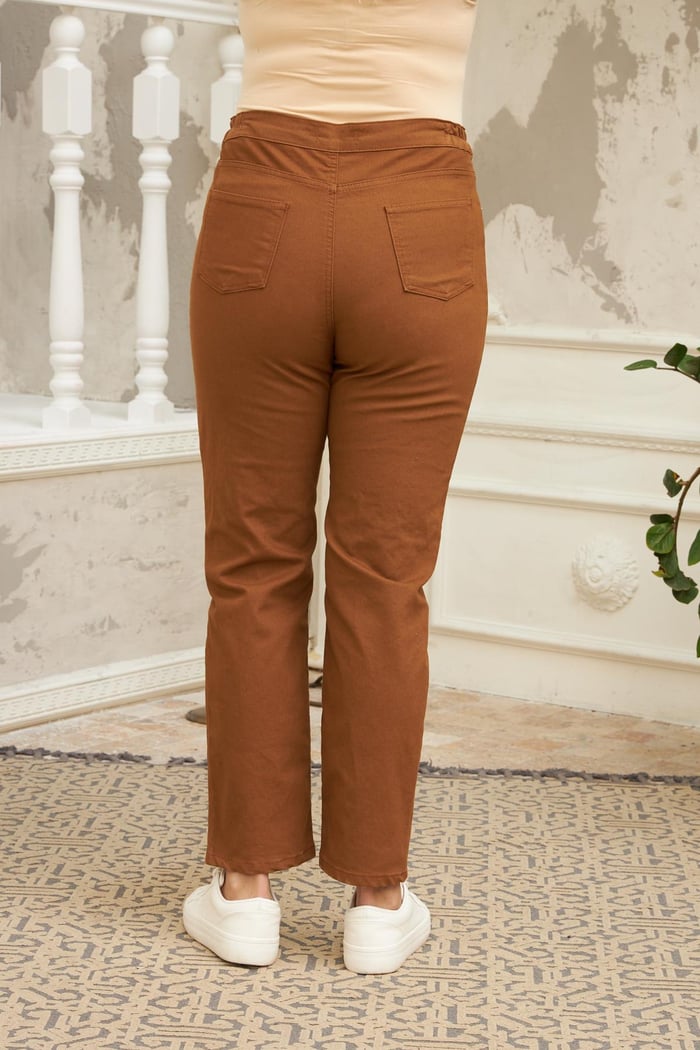 Rmg Beli Lastikli Büyük Beden Camel Pamuk Pantolon