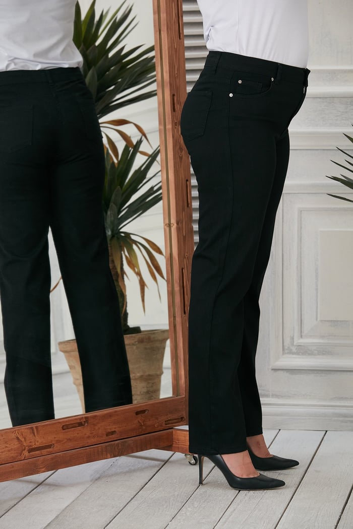 Rmg Boru Paça Büyük Beden Siyah Kot Pantolon