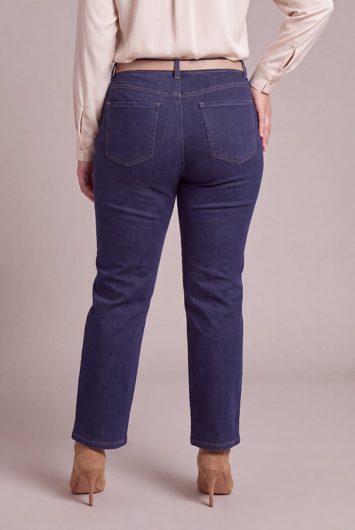 Serpme Taş Detaylı Boru Paça Büyük Beden Denim Pantolon Lacivert - RMG