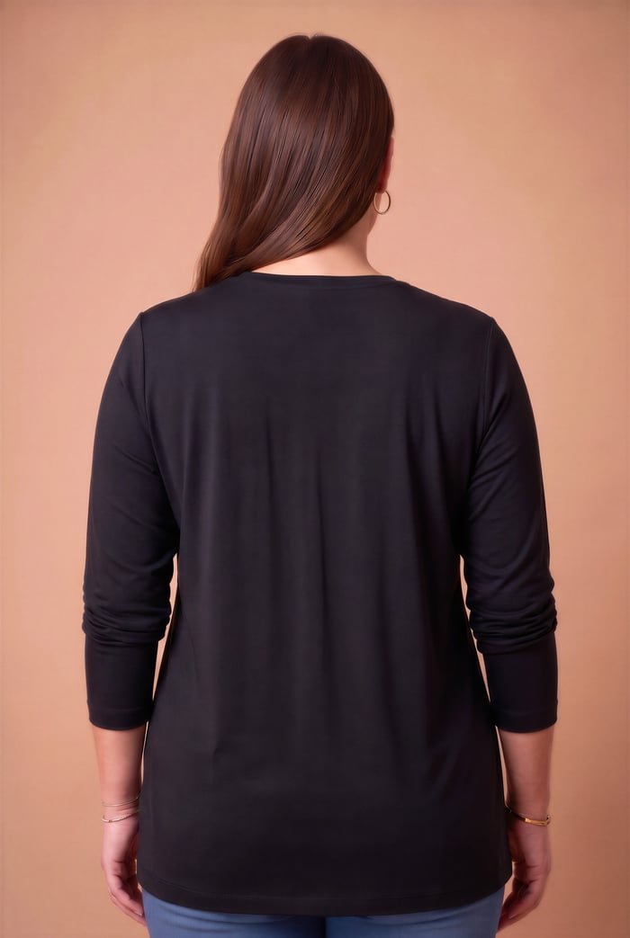 Taş Logolu Modal Büyük Beden Örme Sweatshirt Siyah - RMG