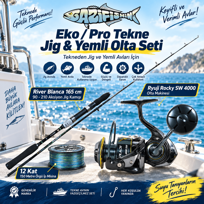 Eko / Pro 165 Cm Tekneden Jig & Yemli Olta Seti , Tekne Olta Setleri, Gazi Fishing