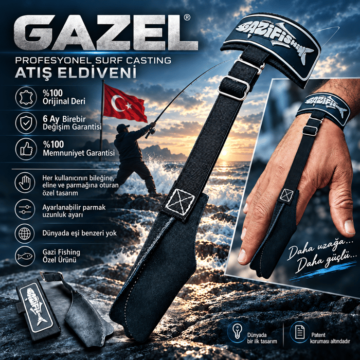Gazi Fishing - GAZEL - Profesyonel Surf Casting Atış Eldiveni, Gazi Fishing Ürünleri, Gazi Fishing