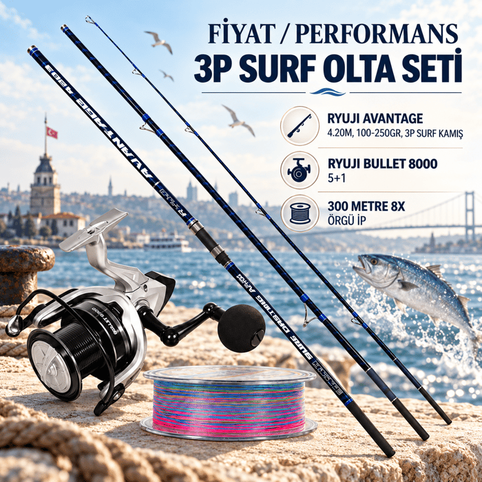 Kurşun Arkası Surf Olta Seti | Ryuji Avantage 420 & Bullet 8000, Surf Casting Olta Setleri, Ryuji