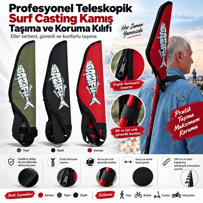 Profesyonel Teleskopik Surf Casting Kamış Taşıma ve Koruma Kılıfı, Çantalar & Kutular, Gazi Fishing