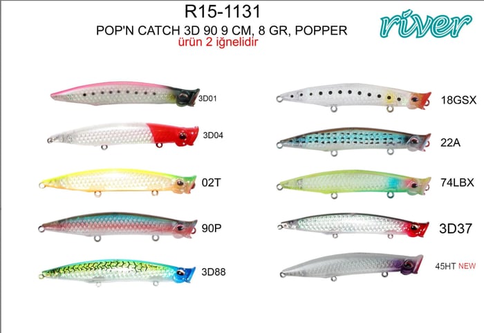 River Pop'n Catch 3D 90 9cm 8Gr Popper, Su Üstü Maketler, RIVER