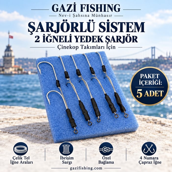 Şarjörlü Sistem 2 İğneli Yedek Şarjör, Hazır Olta Takımları, Gazi Fishing