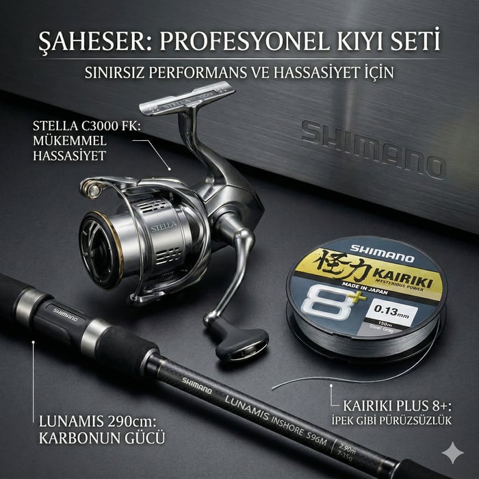 Shimano Lunamis 290cm & Stella C3000 FK Profesyonel Spin Seti