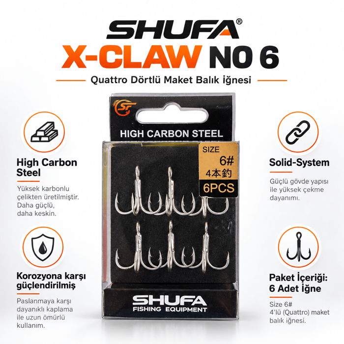 X-CLAW 4'LÜ QUATTRO MAKET İĞNESİ, İkili & Üçlü İğneler, Shufa