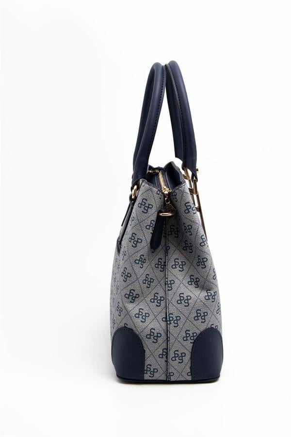Silver & Polo SP667 Kadın El Çantası Monogram Gri-Lacivert