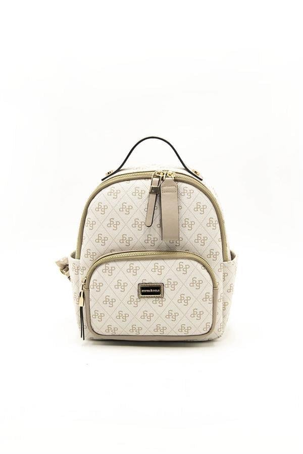 Silver & Polo SP1130 Kadın Sırt Çantası Monogram Bej-Kum