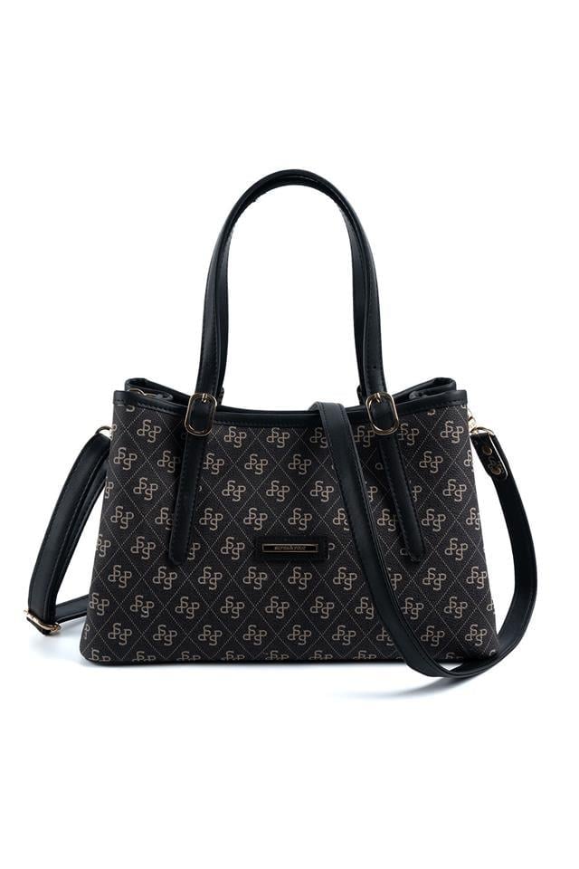 Silver & Polo SP1252 Kadın El Çantası Monogram Füme-Siyah