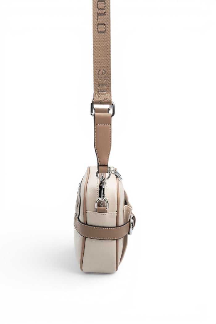 Silver Polo Bej - Latte Düz Kadın Çapraz Çanta SP1256