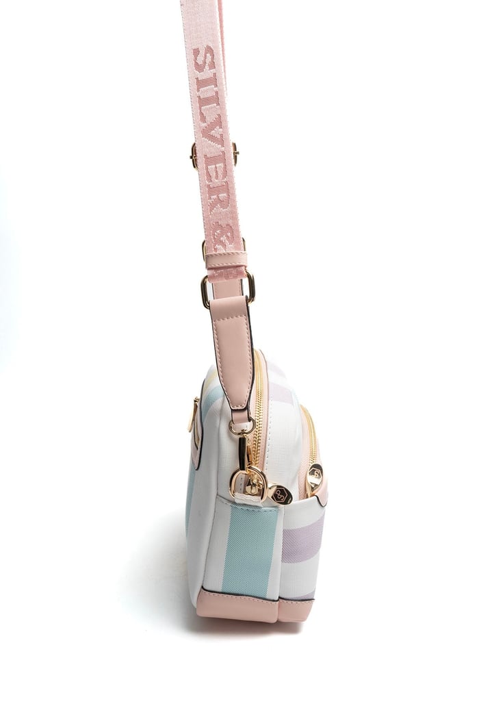 Silver Polo Lila - Pembe Ekose Kadın Çapraz Çanta SP1201