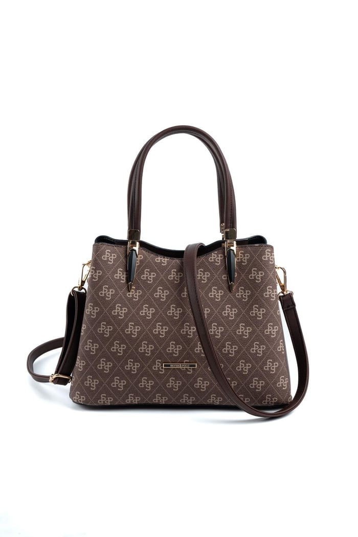 Silver & Polo SP1205 Kadın El Çantası Monogram Kahve