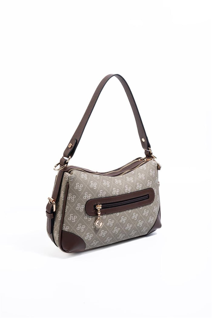 Silver Polo Y.Yeşil - Kahve Monogram Kadın Omuz Çantası SP1269