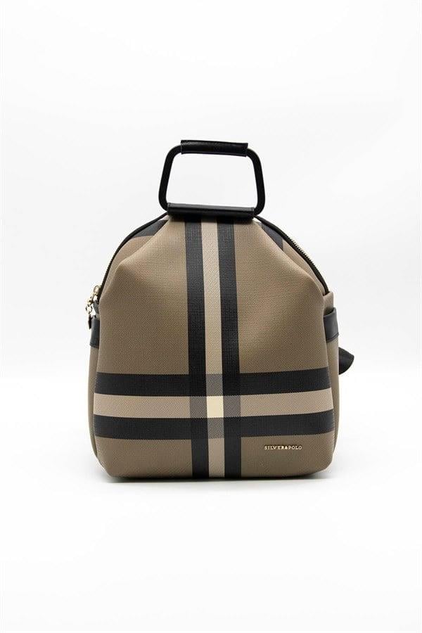 Silver & Polo SP771 Kadın Sırt Çantası Ekose Kahve-Siyah