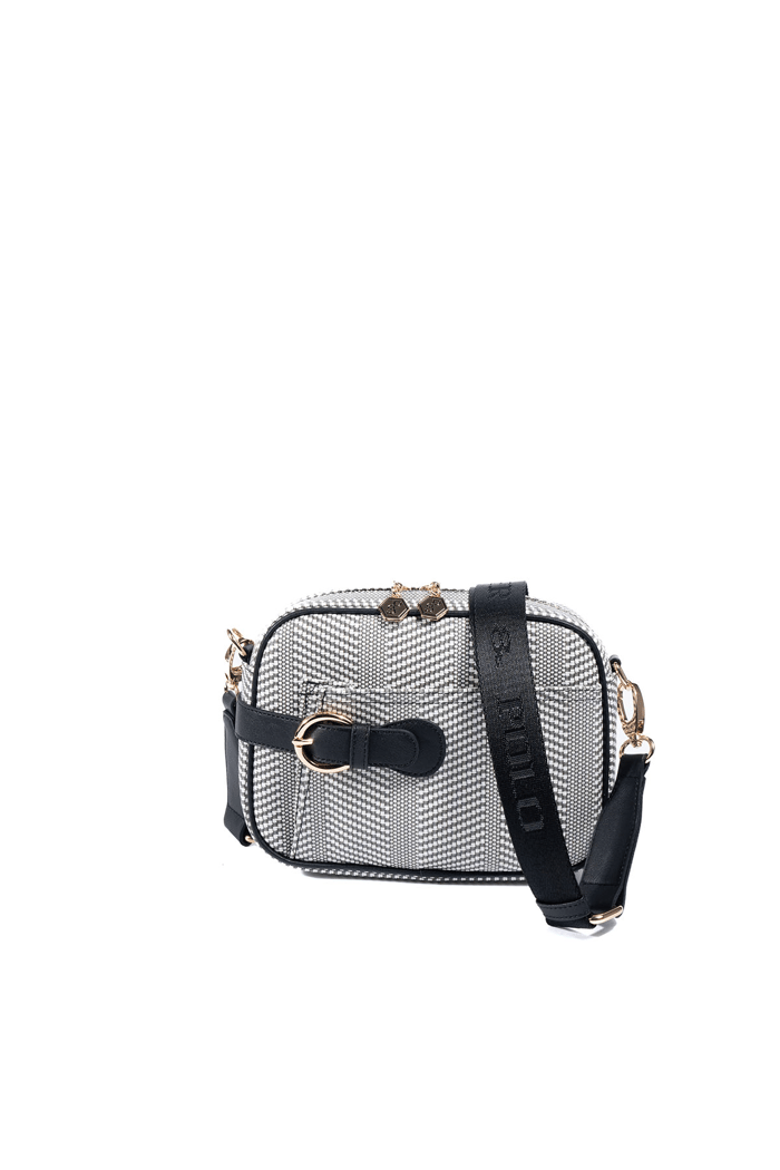 Silver & Polo SP1256 Kadın Çapraz Çanta Hasır Siyah Beyaz-Siyah